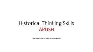 Historical thinking skills apush