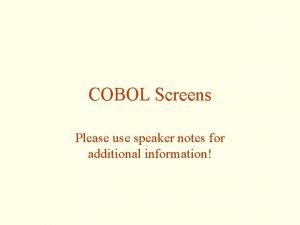 Screen section in cobol