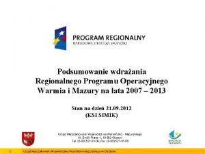 Podsumowanie wdraania Regionalnego Programu Operacyjnego Warmia i Mazury