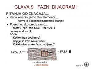 GLAVA 9 FAZNI DIJAGRAMI PITANJA OD ZNAAJA Kada