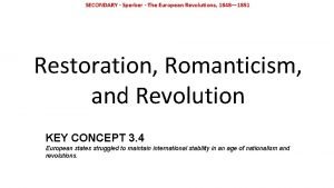 SECONDARY Sperber The European Revolutions 1848 1851 Restoration