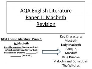 Aqa english literature paper 1 macbeth