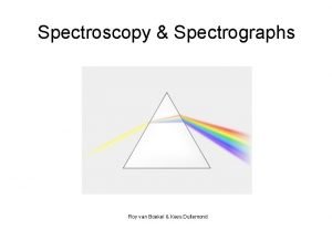 Spectroscopy Spectrographs Roy van Boekel Kees Dullemond Overview