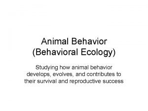 Proximate and ultimate behavior examples