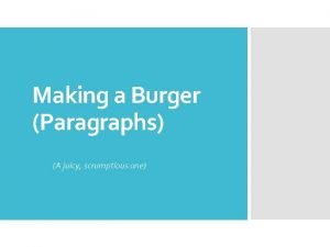 Making a Burger Paragraphs A juicy scrumptious one