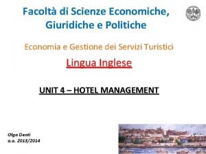 Facolt di Scienze Economiche Giuridiche e Politiche Economia