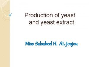 Production of yeast and yeast extract Miss Salsabeel