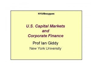 NYUBouygues U S Capital Markets and Corporate Finance