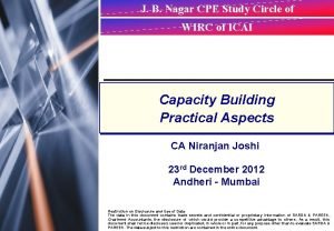 Jb nagar cpe study circle of wirc of icai