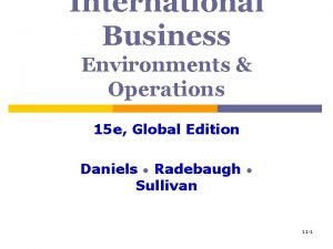 International Business Environments Operations 15 e Global Edition