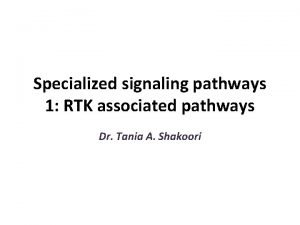 Specialized signaling pathways 1 RTK associated pathways Dr