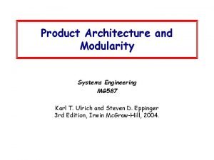 Product architectures