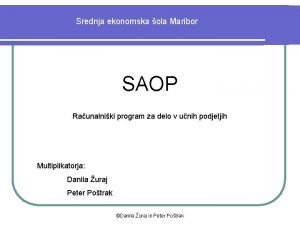 Srednja ekonomska ola Maribor SAOP Raunalniki program za