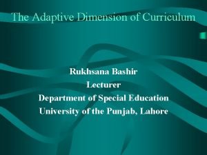 Dimension of curriculum