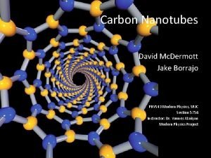 Carbon Nanotubes David Mc Dermott Jake Borrajo PHYS