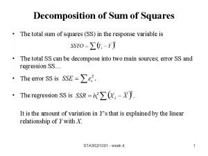 Sum of squares decomposition Sum of squares decomposition