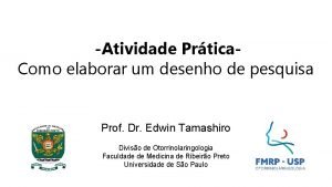 Atividade Prtica Como elaborar um desenho de pesquisa