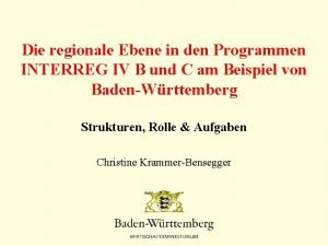 Die regionale Ebene in den Programmen INTERREG IV