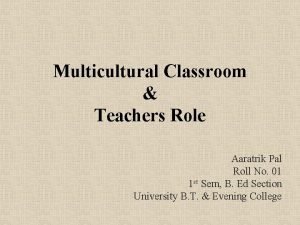 Multicultural Classroom Teachers Role Aaratrik Pal Roll No