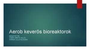 Aerob kevers bioreaktorok KSZTETTE CSER GRTA VILL VARGA