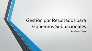 Gestión por resultados para gobiernos subnacionales