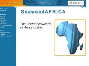The useful seaweeds of Africa online Seaweed AFRICA