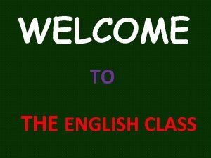 Welcome to the english class images