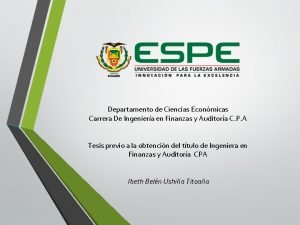 Departamento de Ciencias Econmicas Carrera De Ingeniera en