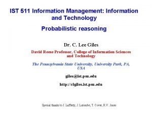 IST 511 Information Management Information and Technology Probabilistic