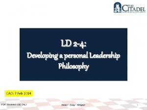 Developing a leadership philosophy