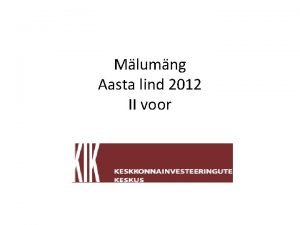 Mlumng Aasta lind 2012 II voor 1 Filmis