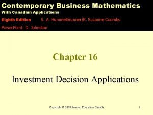 Contemporary Business Mathematics With Canadian Applications Eighth Edition