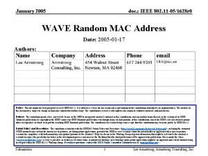 January 2005 doc IEEE 802 11 051628 r