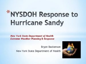 New York State Department of Health Extreme Weather