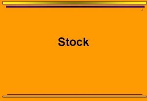 1 Stock Common Stock Cash Flows and the