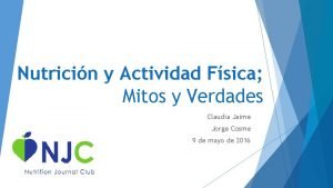 Nutricin y Actividad Fsica Mitos y Verdades Claudia