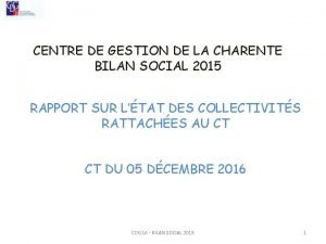 CENTRE DE GESTION DE LA CHARENTE BILAN SOCIAL