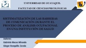 UNIVERSIDAD DE GUAYAQUIL FACULTAD DE CIENCIAS PSICOLGICAS SISTEMATIZACIN