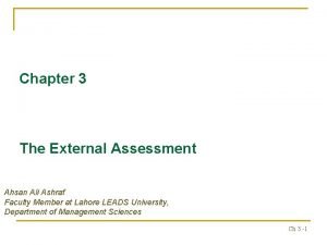 Chapter 3 The External Assessment Ahsan Ali Ashraf