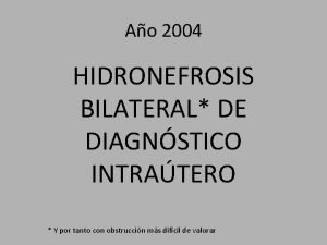 Ao 2004 HIDRONEFROSIS BILATERAL DE DIAGNSTICO INTRATERO Y