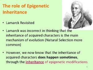 The role of Epigenetic Inheritance Lamarck Revisited Lamarck