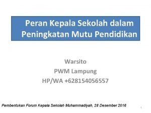 Peran Kepala Sekolah dalam Peningkatan Mutu Pendidikan Warsito