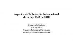 Aspectos de Tributacin Internacional de la Ley 1943