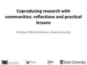 Coproducing research with communities reflections and practical lessons