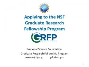 Applying to the NSF Graduate Research Fellowship Program