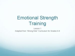 Lesson 1 strength training