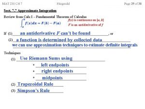 Sect 7 7 Approximate Integration Review from Calc