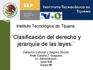 Instituto Tecnolgico de Tijuana Clasificacin del derecho y
