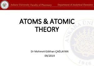 ATOMS ATOMIC THEORY Dr Mehmet Gkhan ALAYAN 092019