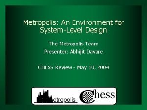 Metropolis An Environment for SystemLevel Design The Metropolis